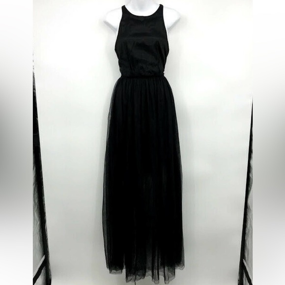 LAST CALL Line & Dot Black Tulle Maxi Dress - Picture 5 of 9